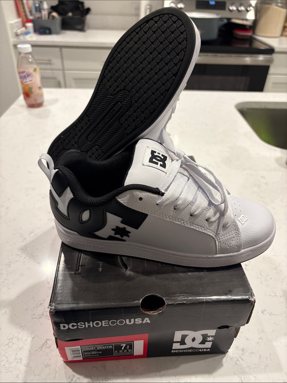 DC Kids White and Black Low-Top Skate Sneaker